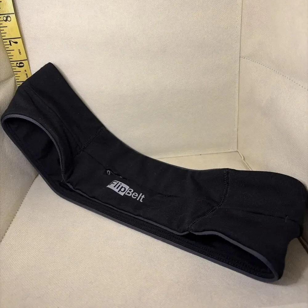 FlipBelt Adult Large Black Stretch Running Waist Belt With Pockets Zipper